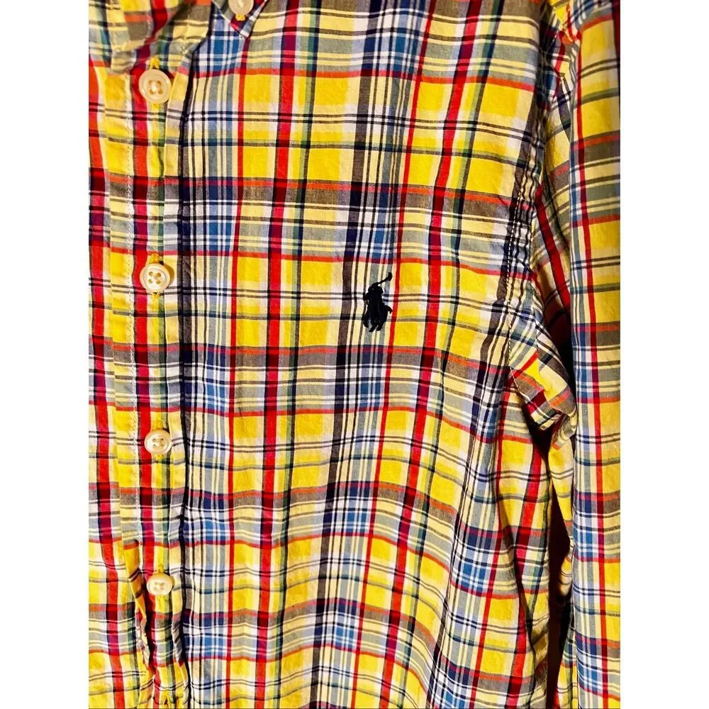Ralph Lauren Boys Long Sleeve Plaid Button Down Shirt S/8